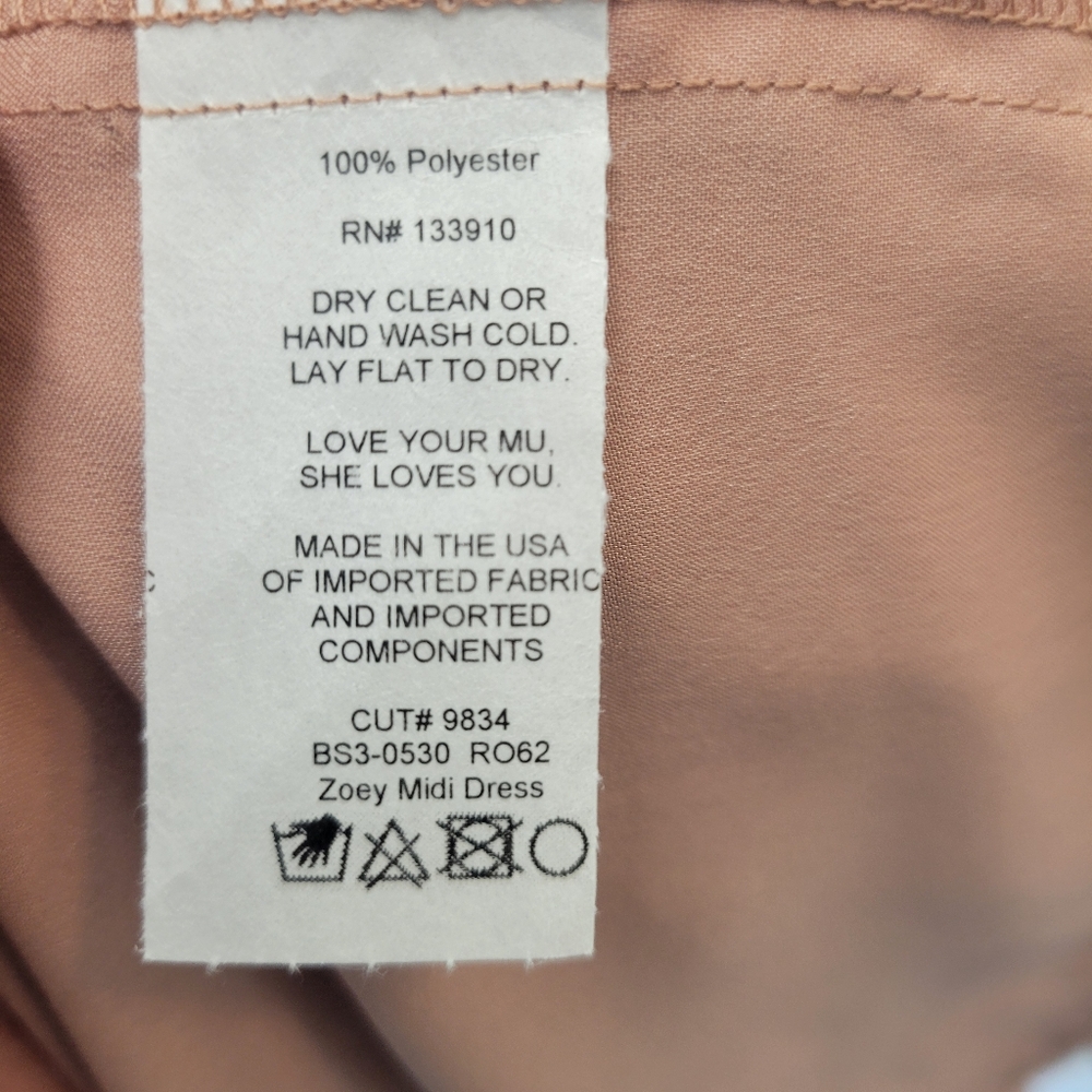 Show Me Your Mumu Zoey Midi Dress in Rose Taupe Luxe Satin size XXL - Picture 7 of 8